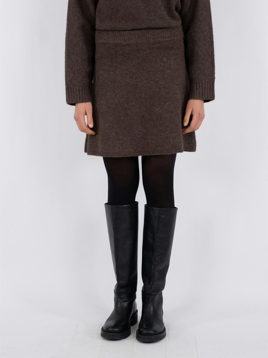 Gisa Knit Skirt  Brown Melange