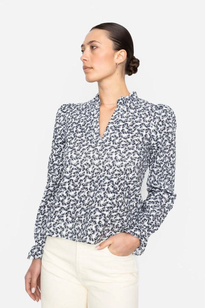 Jenny Blouse  Navy Rosehip Print