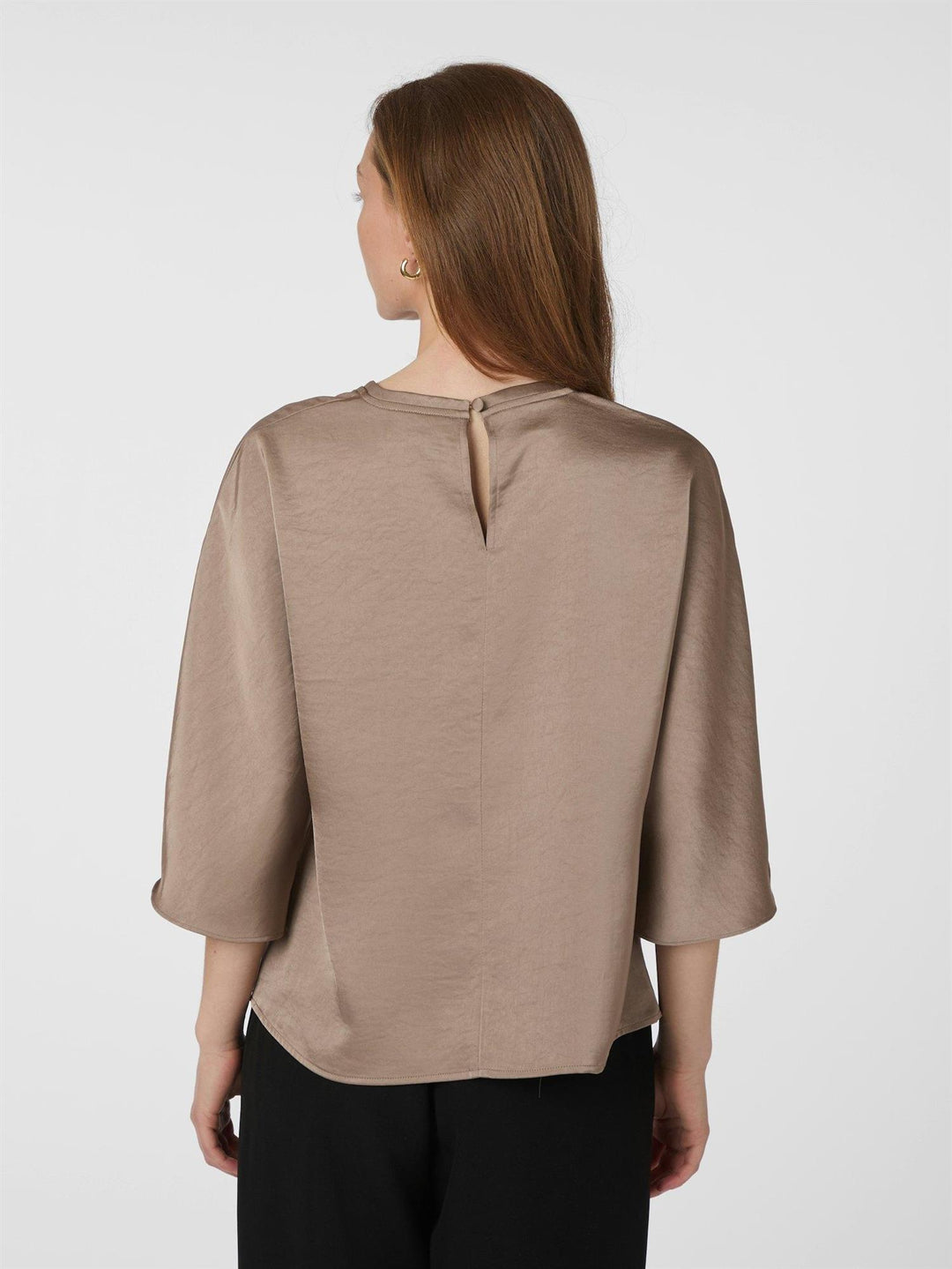Liora Heavy Sateen Blouse  Dark Taupe