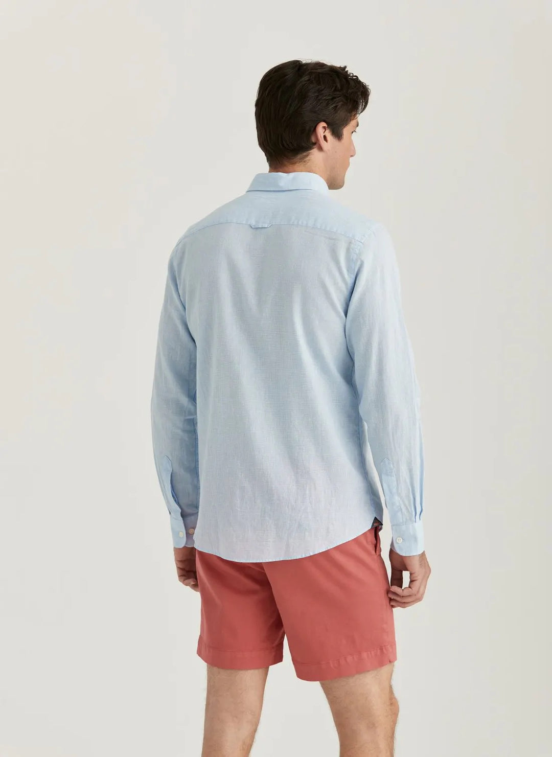 Linen Check Shirt-Slim Fit  Blue