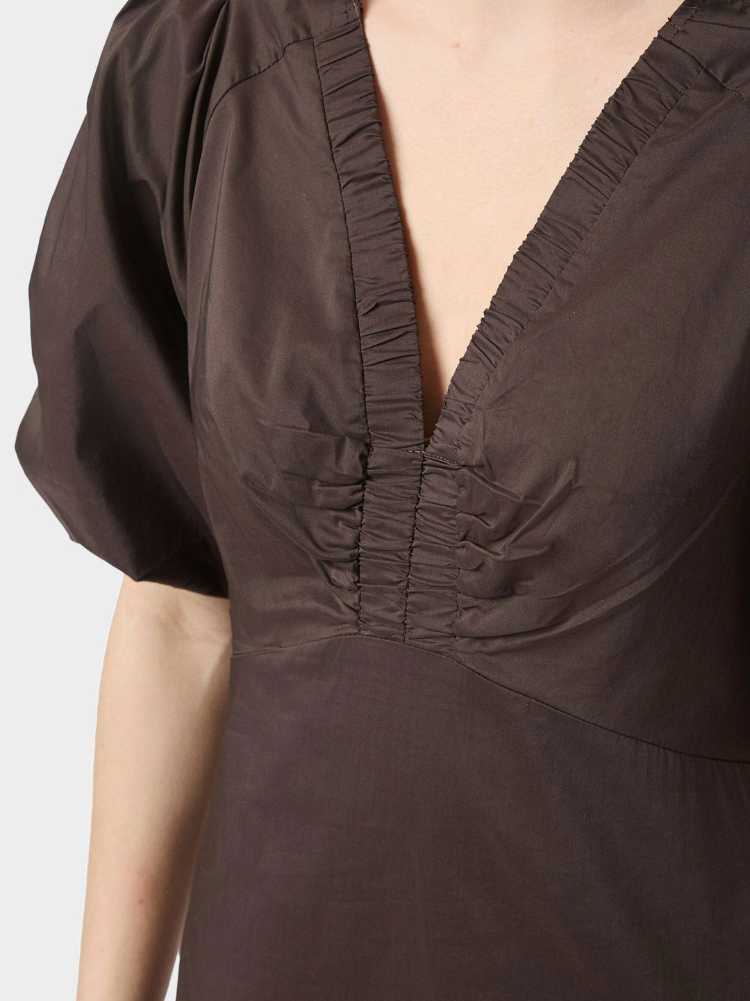 Illana Poplin Dress  Chocolate Brown