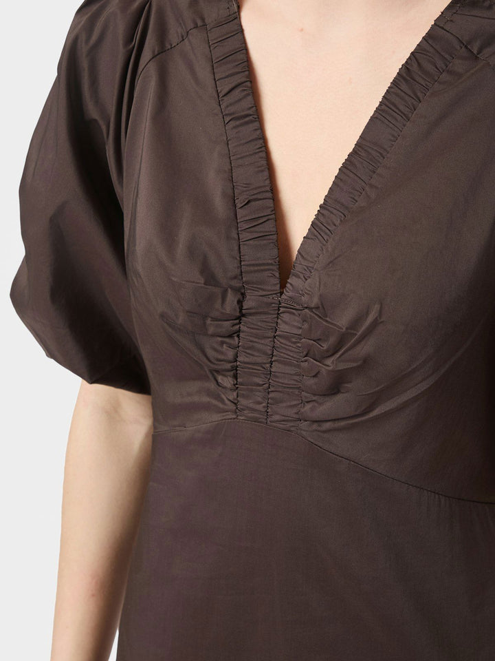 Illana Poplin Dress  Chocolate Brown