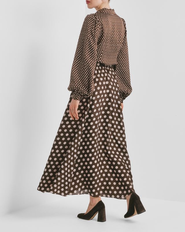 Striped Organza Maxi Skirt  Dots