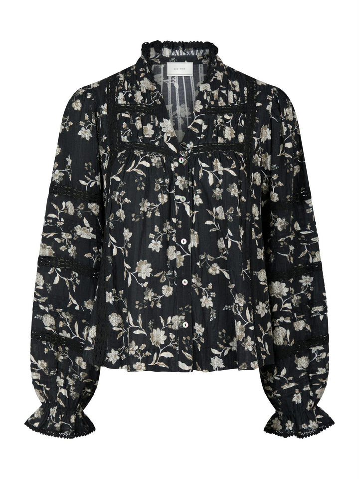 Lyla Night Flower Blouse  Black