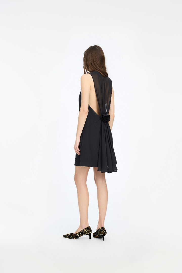 CREPE MINI A-LINE DRESS  Black