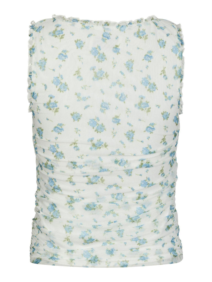 NICOLLA MESH BOTANICAL TOP  Light Blue