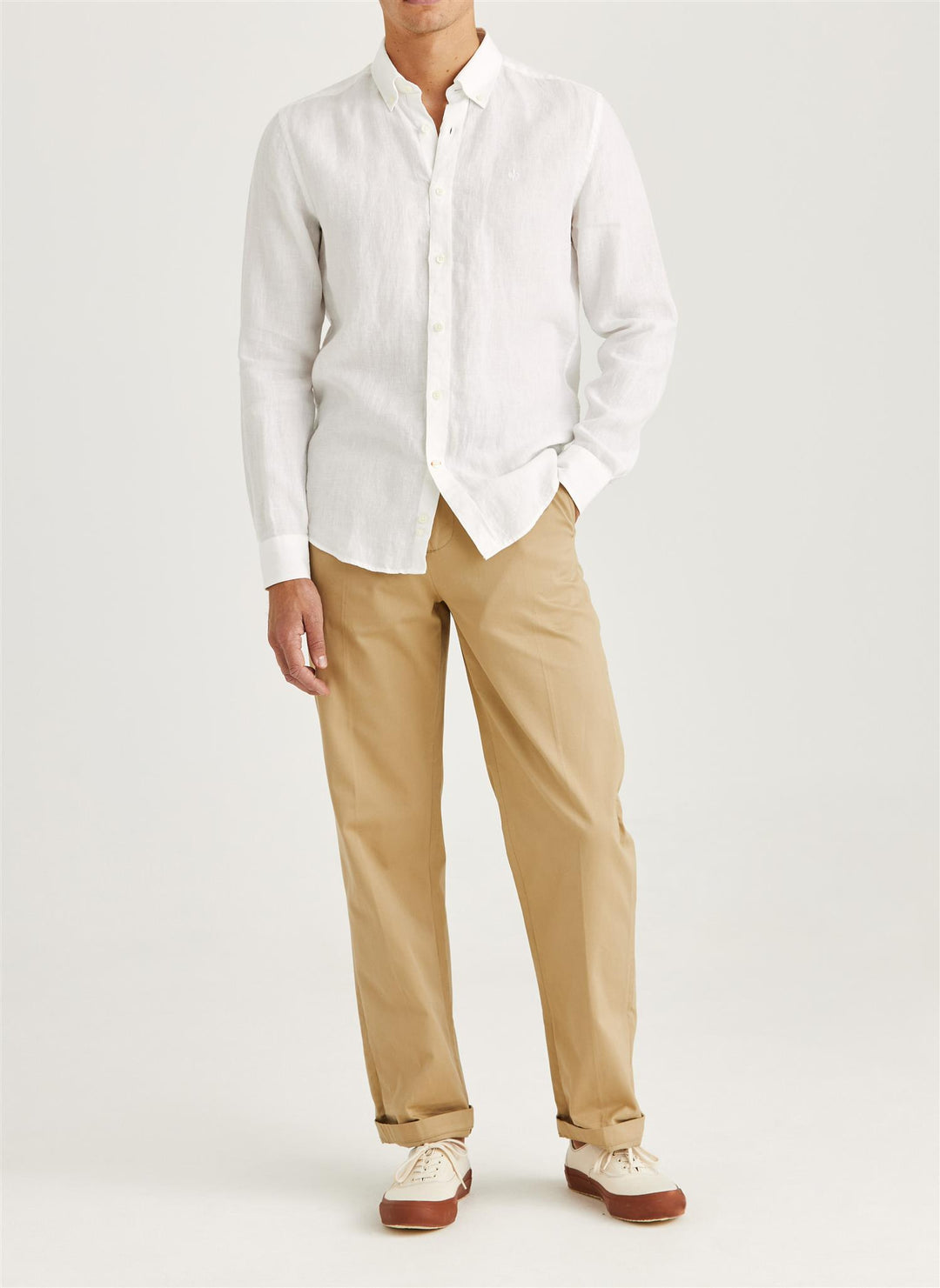 Douglas BD Linen Shirt LS  White