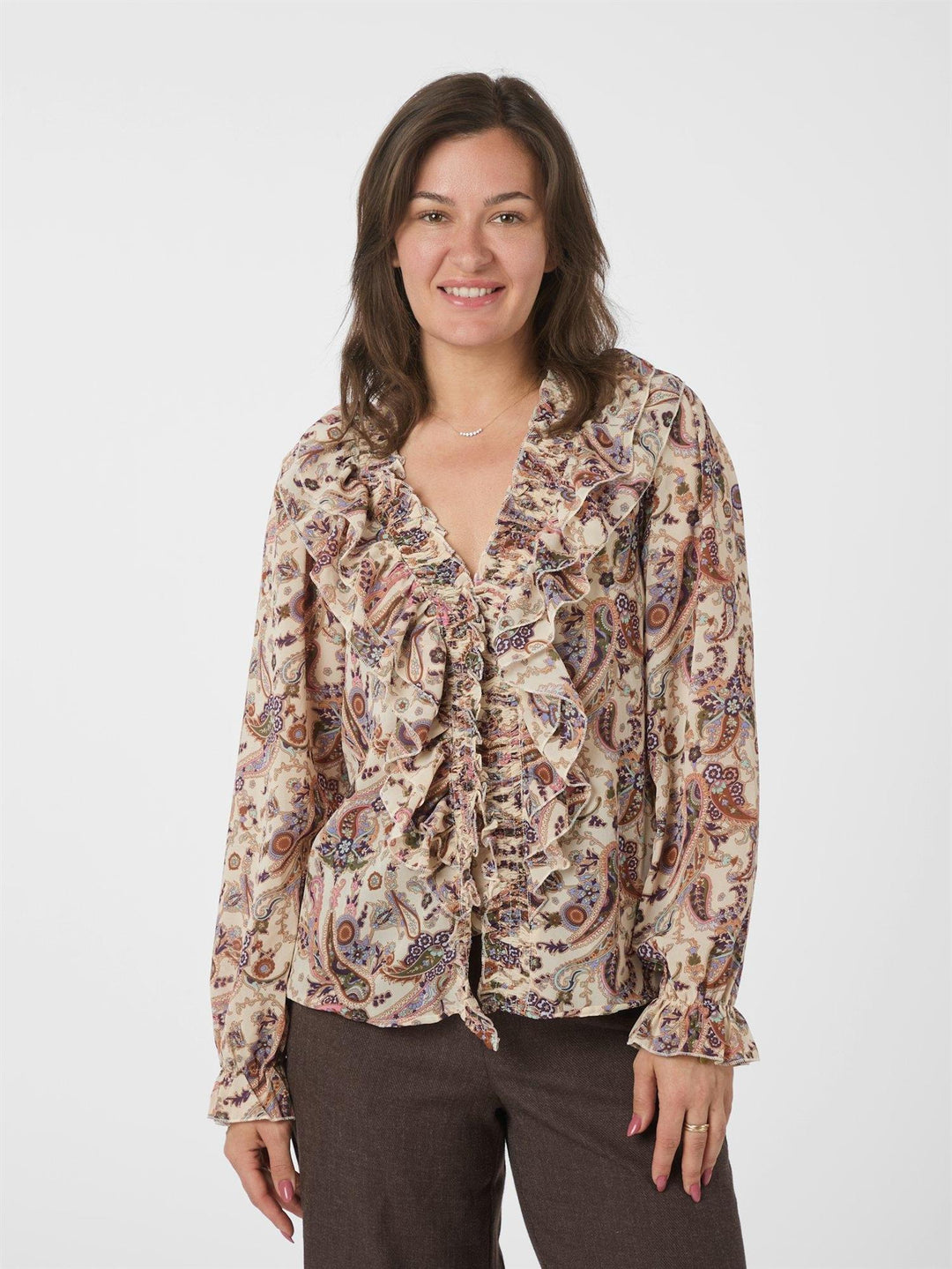 Ivey Art Paisely Blouse  Creme