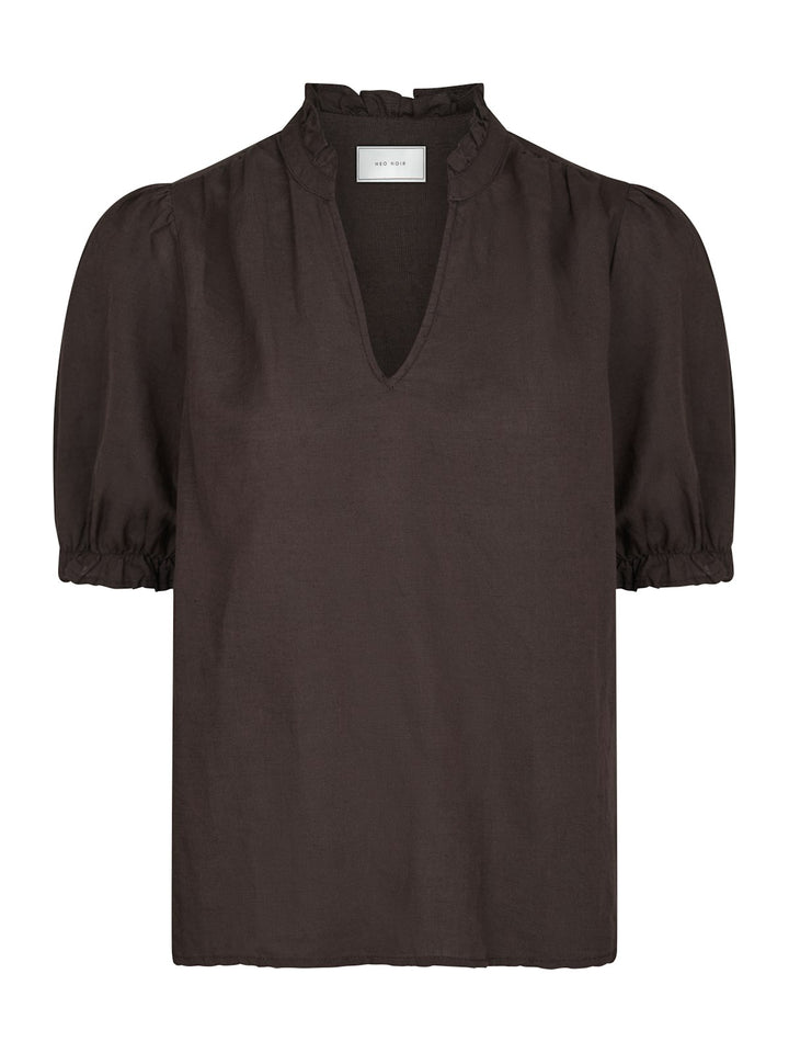 Odesa Linen Blouse  Dark Brown