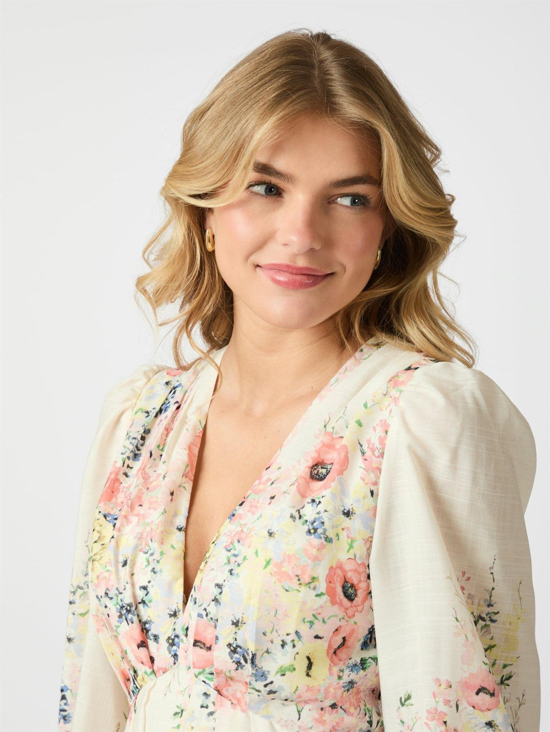 SILFI FLOWER PRINT DRESS  Creme
