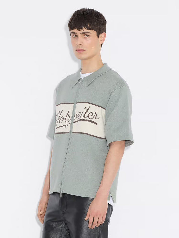 Jacquard Knit Zip Through  Teal