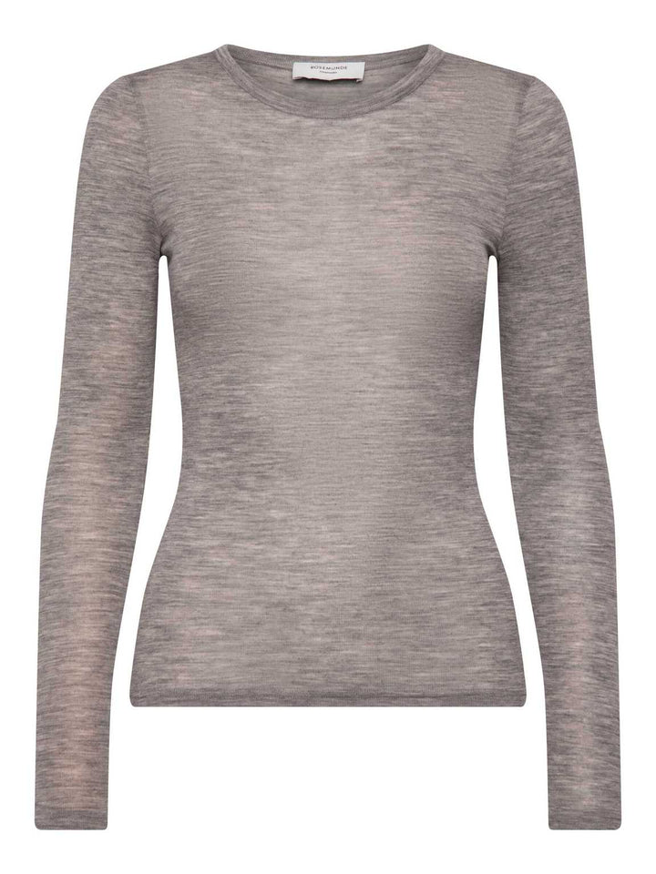 RWSara Cashmere Blend LS T-shirt  Light Grey Melange