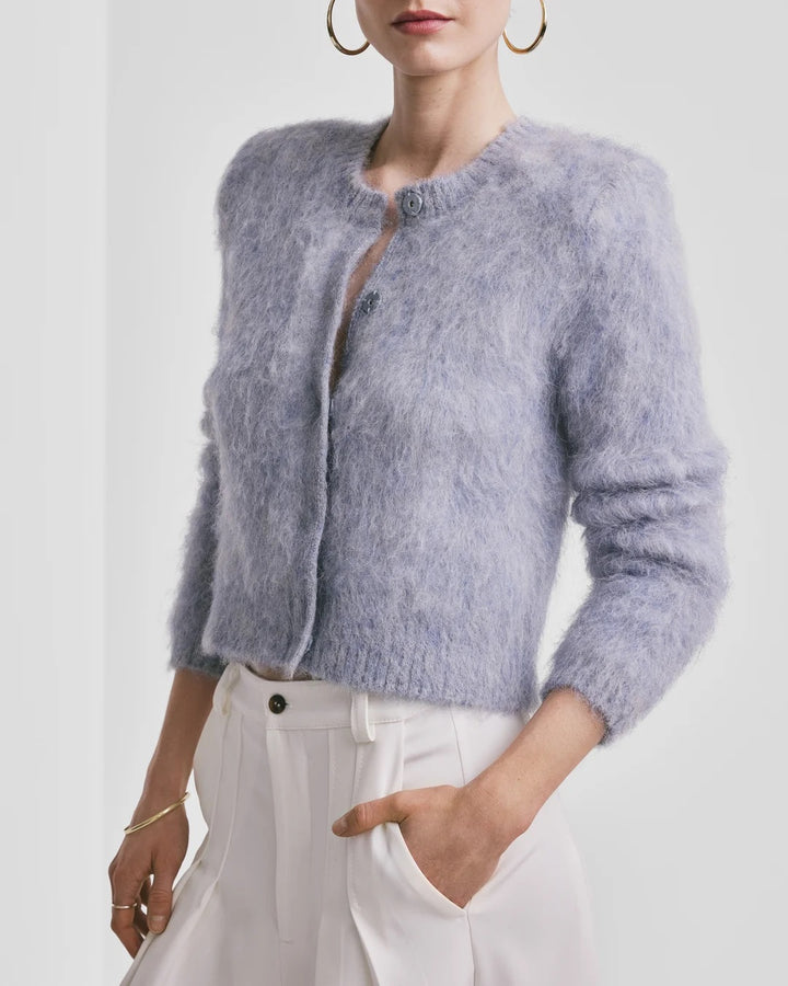 Hairy Knit Jacket  Sky Blue