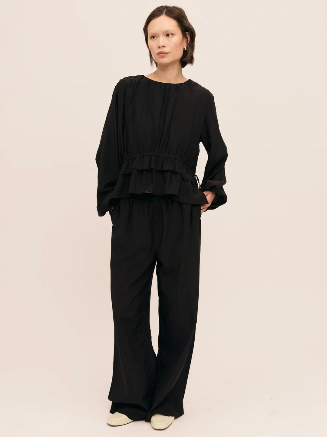 Silkey String Blouse  Black