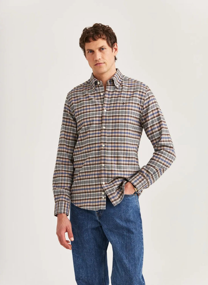 Flannel Check Shirt-Slim Fit  Brown