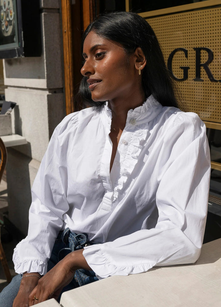 Ella Blouse  Sugar White Poplin