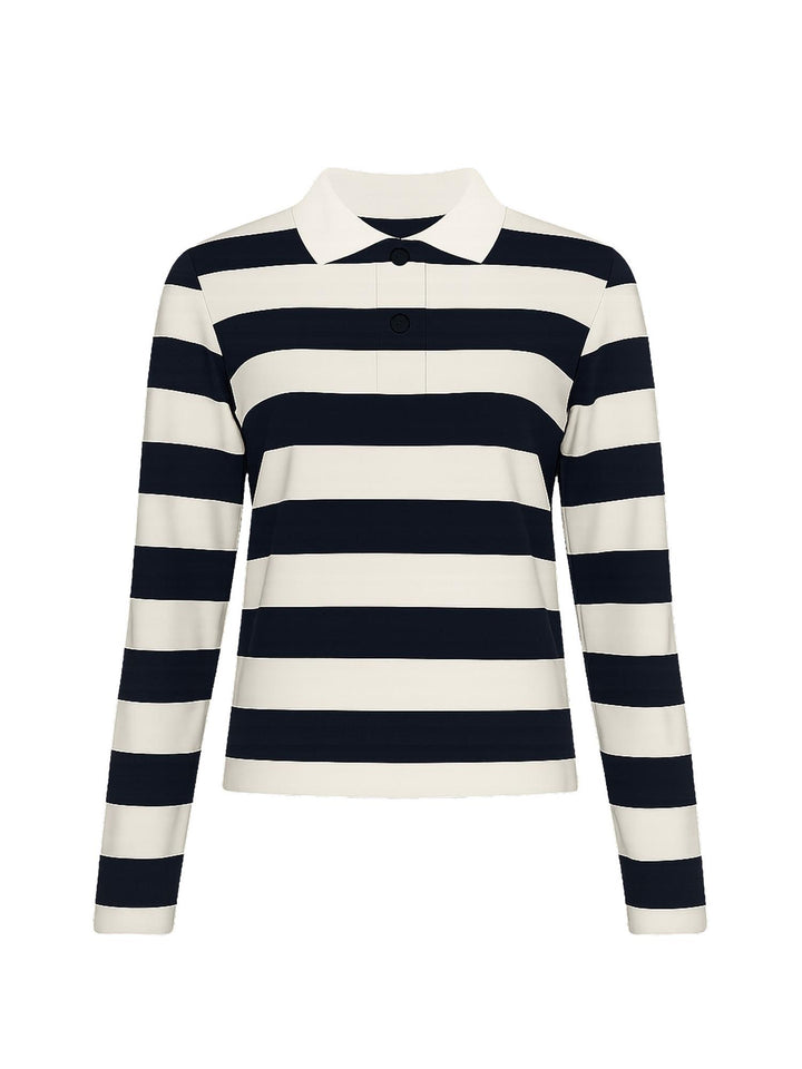 Grante Stripe Ls Polo Tee  Navy