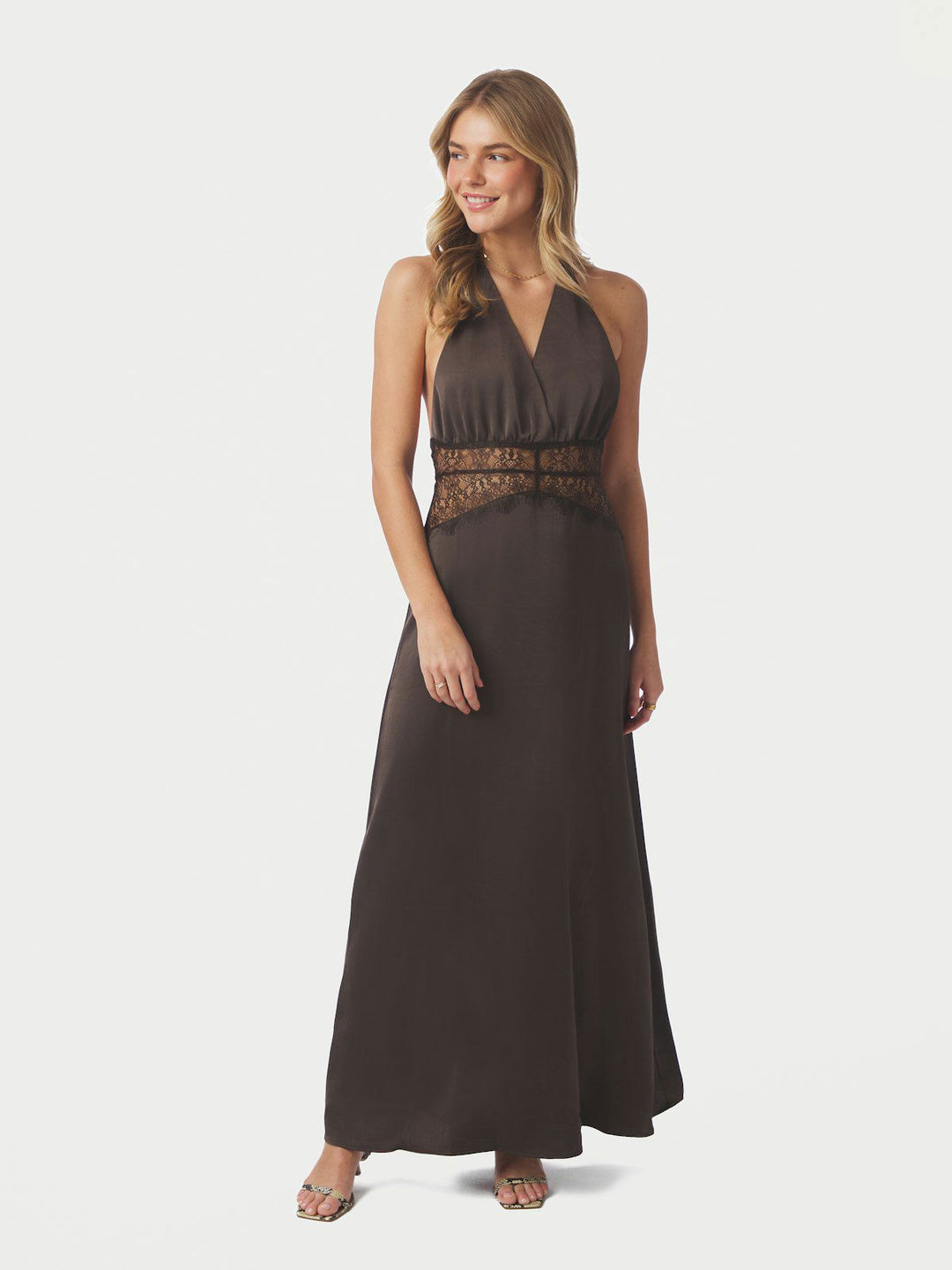 Jasine Heavy Sateen Dress  Dark Brown