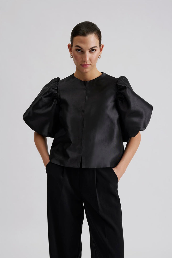 CLEO POUF SLEEVE BLOUSE  Black