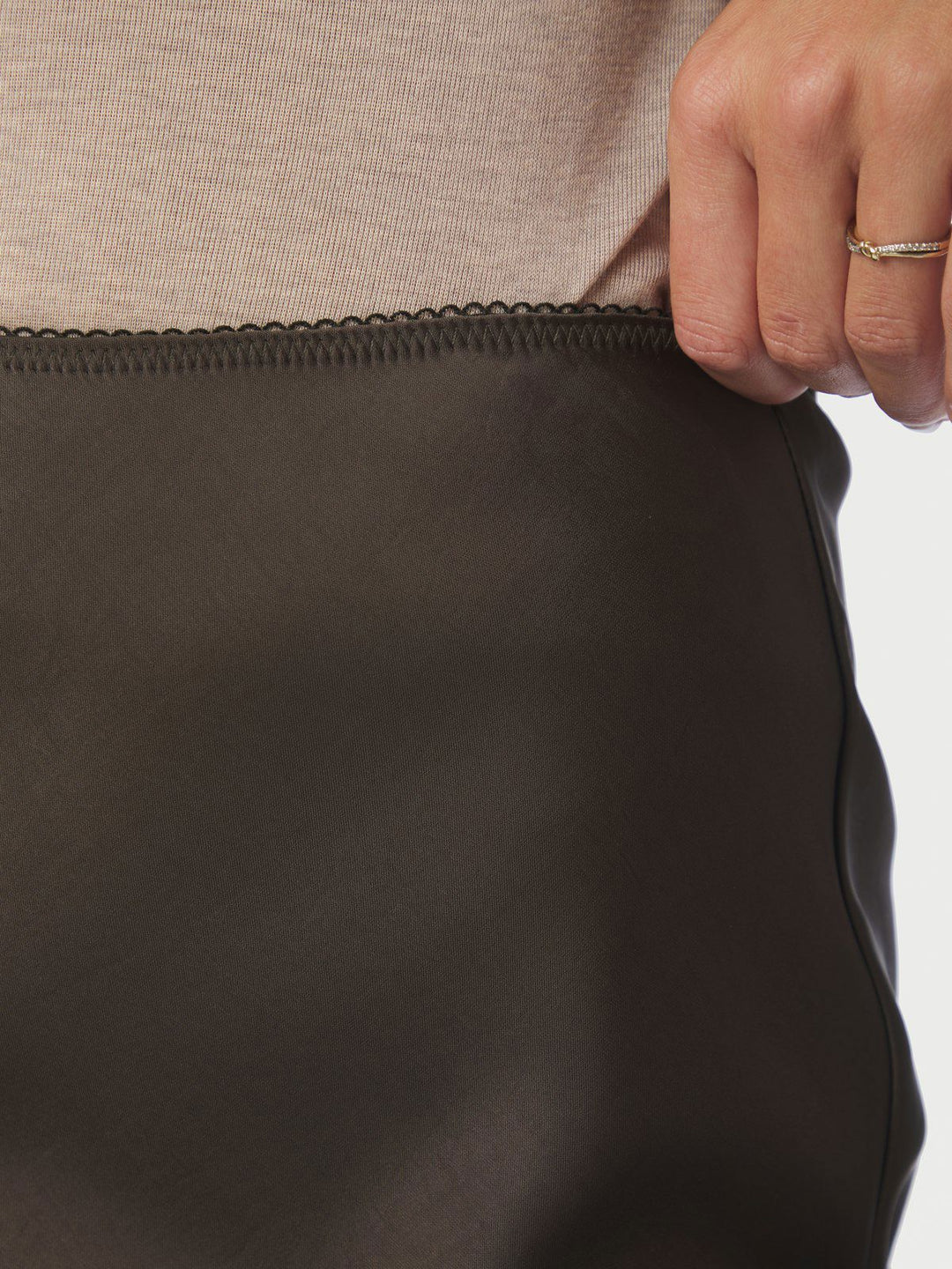 Mindie Heavy Sateen Skirt  Dark Brown