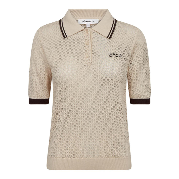 LueCC Pointelle Polo Knit  Bone