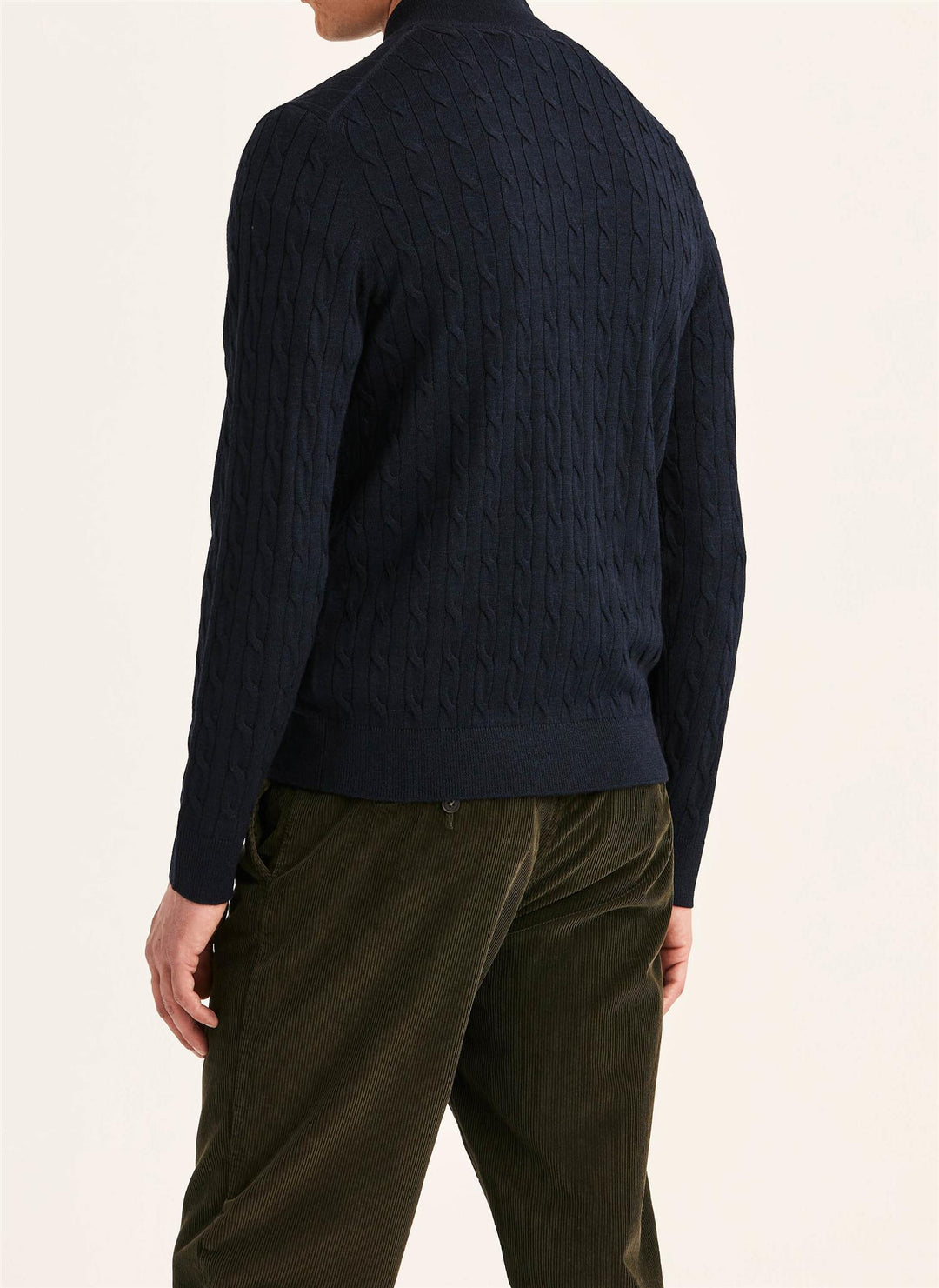 Merino Cable Zip Cardigan  Blue