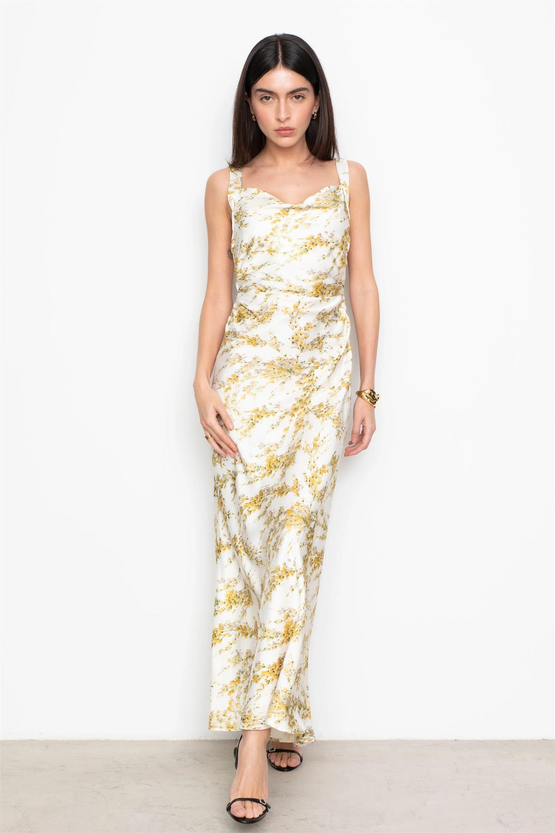 Anna Dress  Yellow Mimosa Print