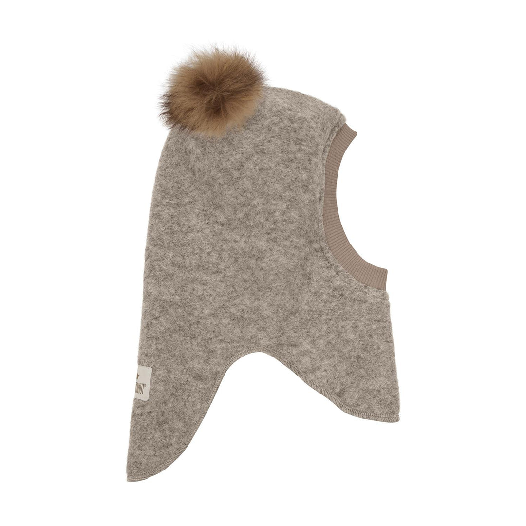 Balaclava Wool Alpaca Pompoms  Camel Melange