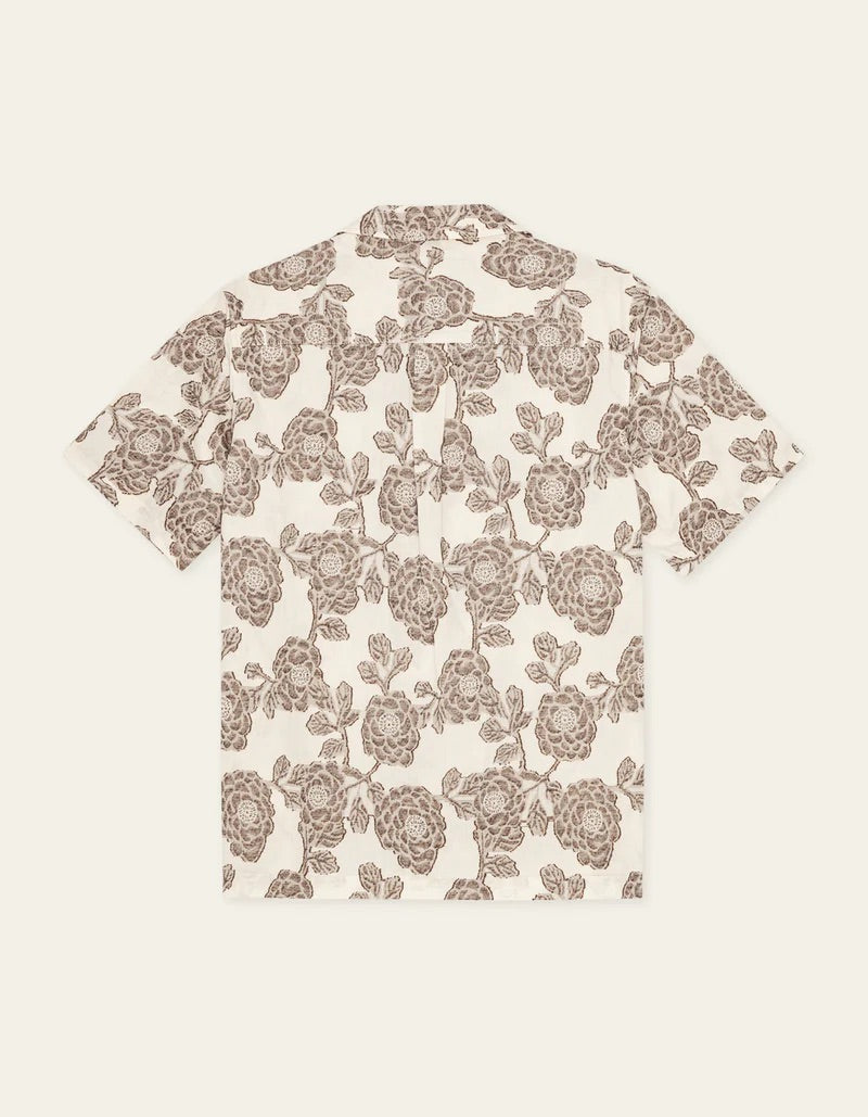 Lesley Flower Jacquard SS Shirt  Ivory