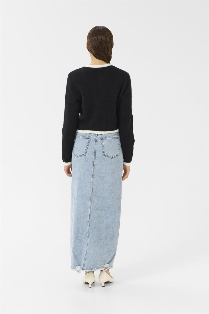 GZALPHA LS CONTRAST CARDIGAN  Ivory/Black Comb