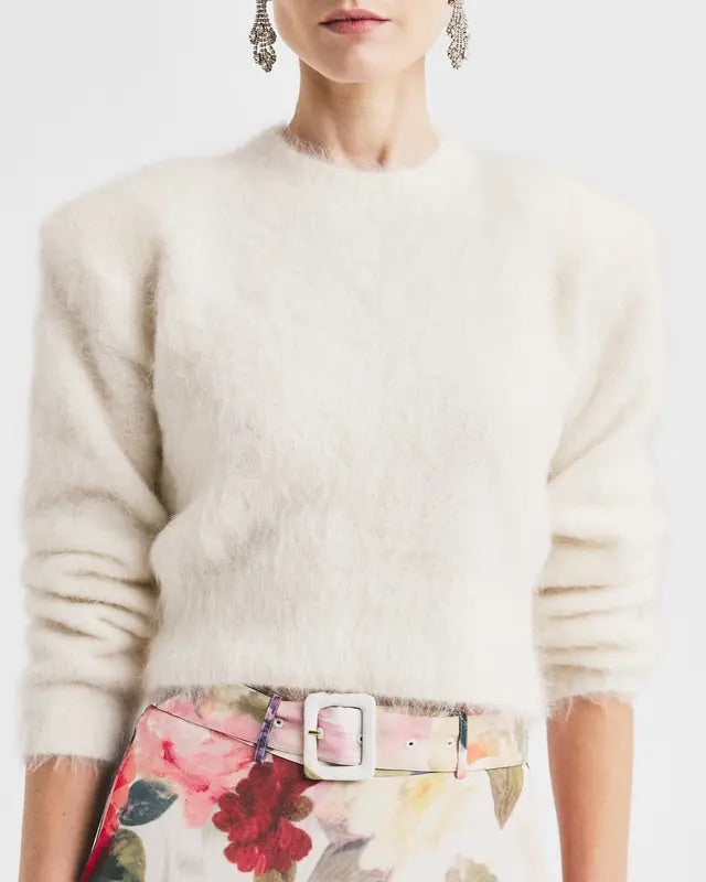 Hairy knit fitted sweater  Off White