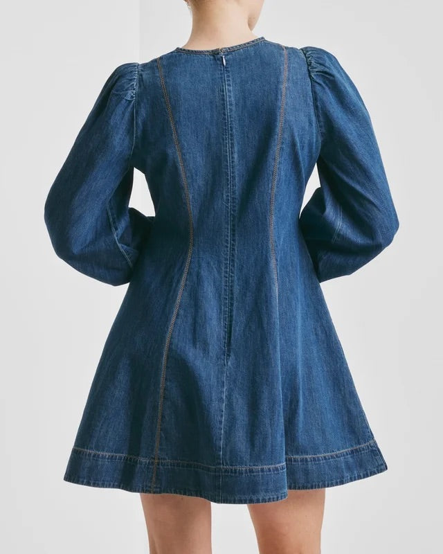 Denim Fitted Dress  Denim Blue