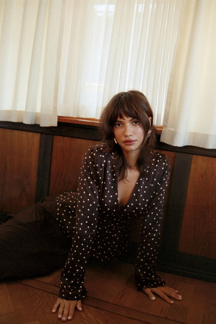 MARMO BLOUSE  Micro Dots Espresso