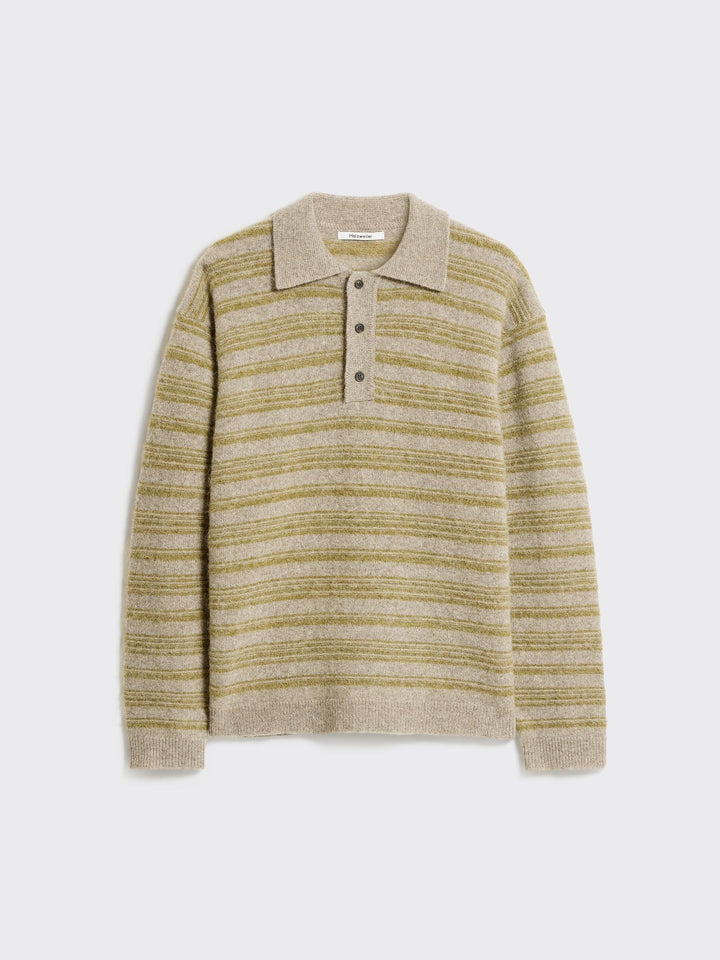 Ollie Wool Polo  Green Stripe