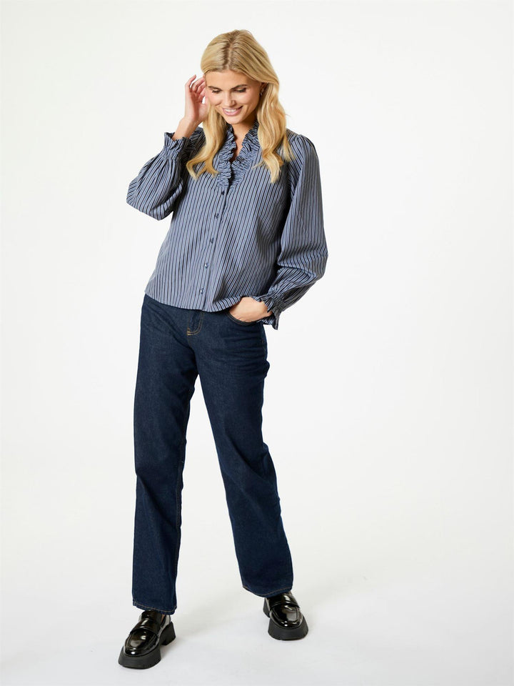 Brielle Twill Stripe Shirt  Dusty Blue