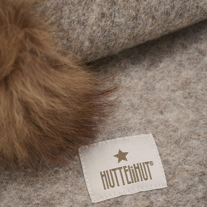 Balaclava Wool Alpaca Pompoms  Camel Melange