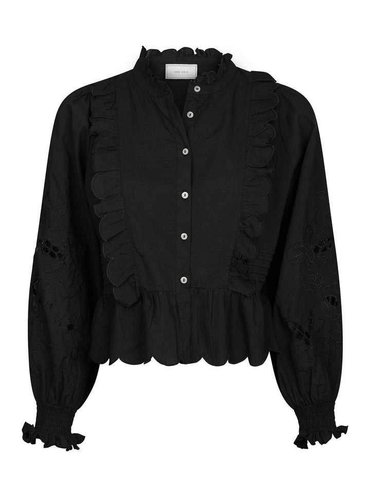Petrine Embroidery Blouse  Black