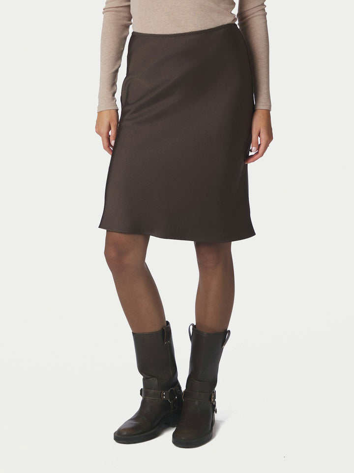 Mindie Heavy Sateen Skirt  Dark Brown