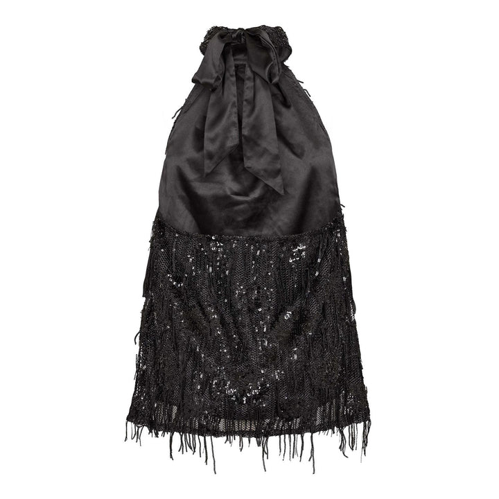 TyraCC Sequin Halter Top Black