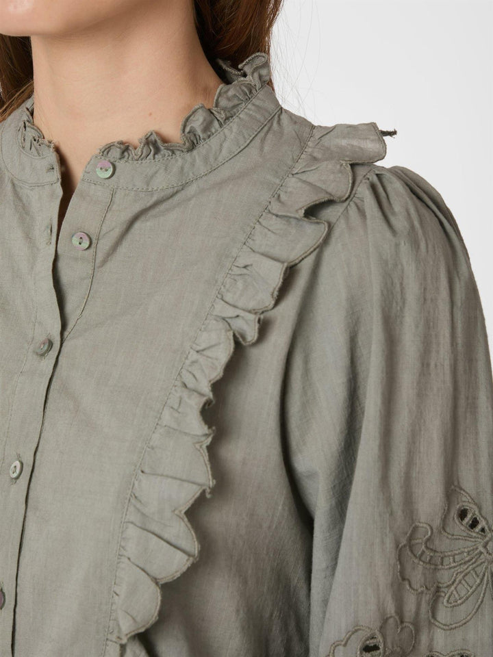 Petrine Embroidery Blouse  Smoke Green