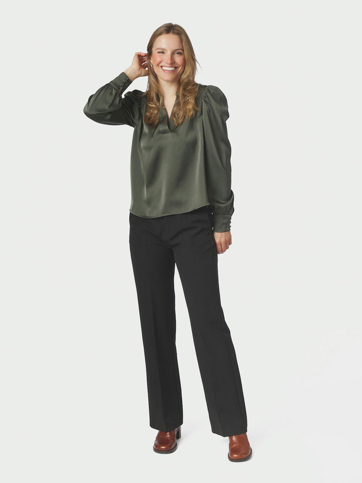Rosslyn Heavy Sateen Blouse  Deep Green