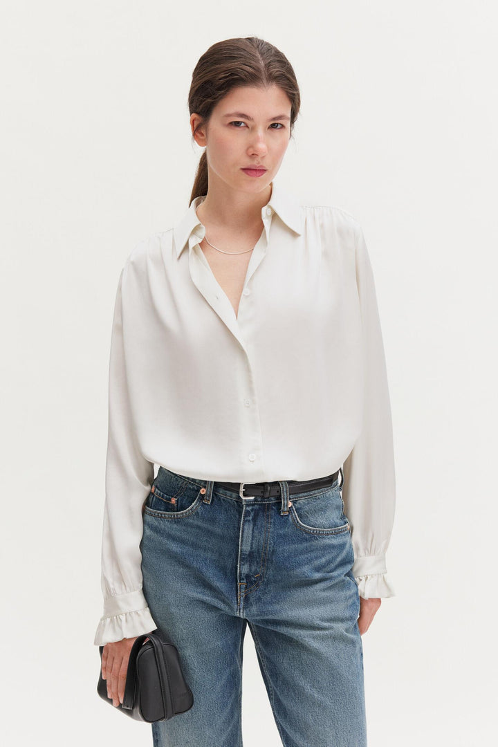 gathered detail blouse Ivory
