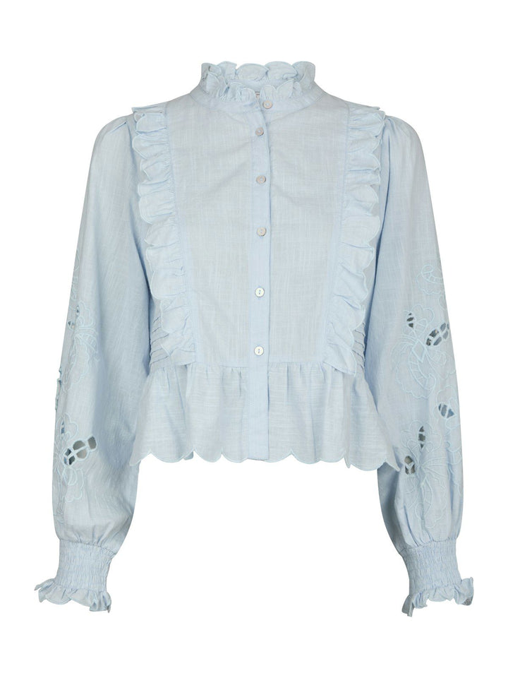 Petrine Embroidery Blouse  Light Blue