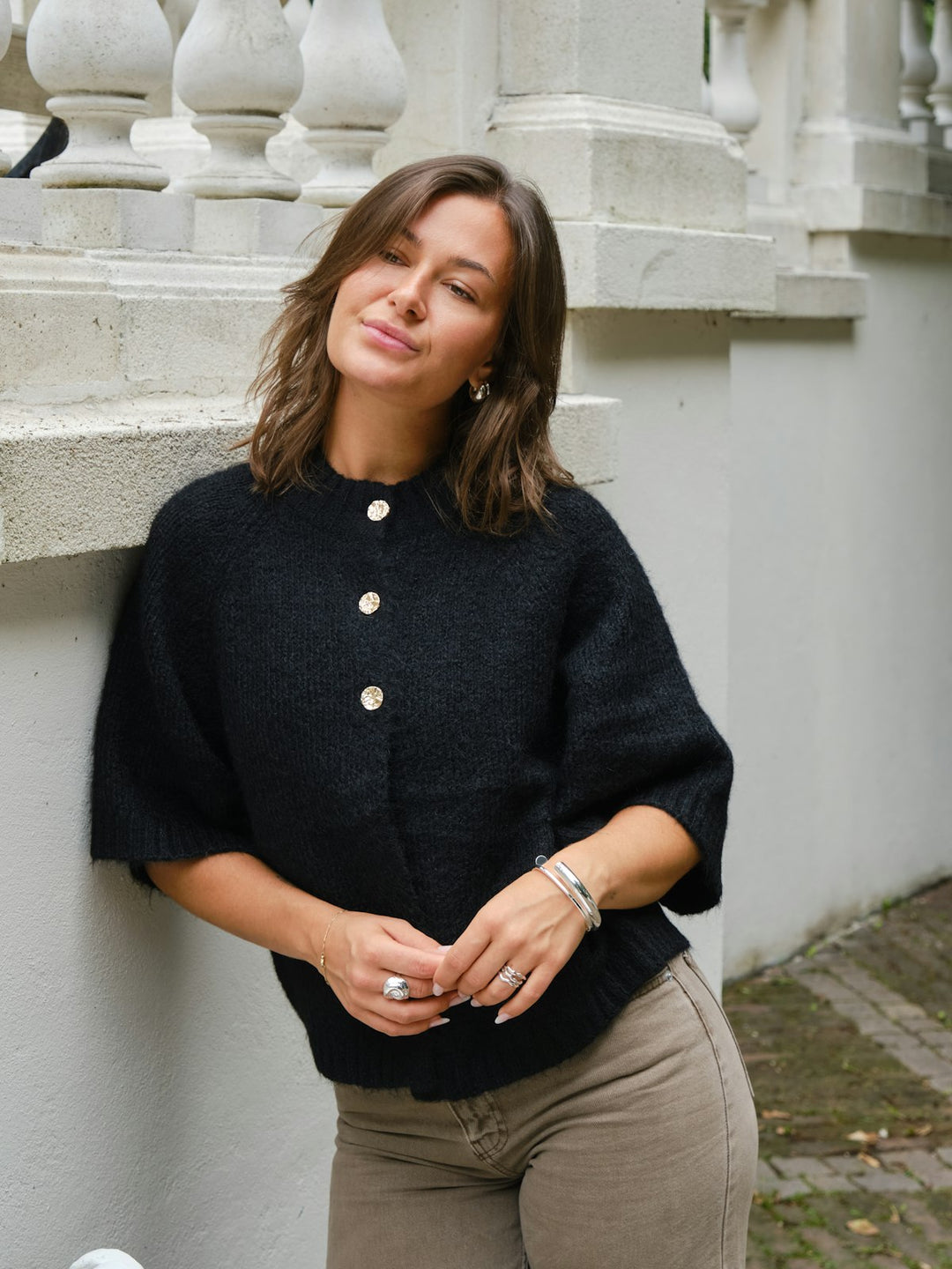 Benuta Fluffy Knit Cardigan  Black