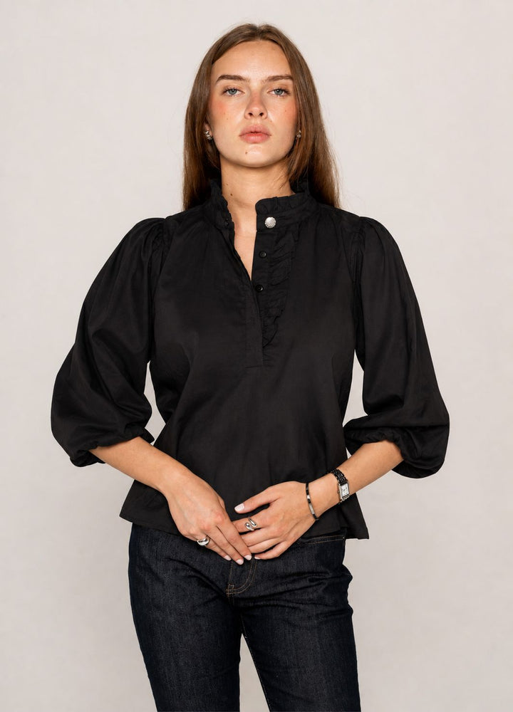 Ella Blouse Ebony Poplin Ebony Poplin
