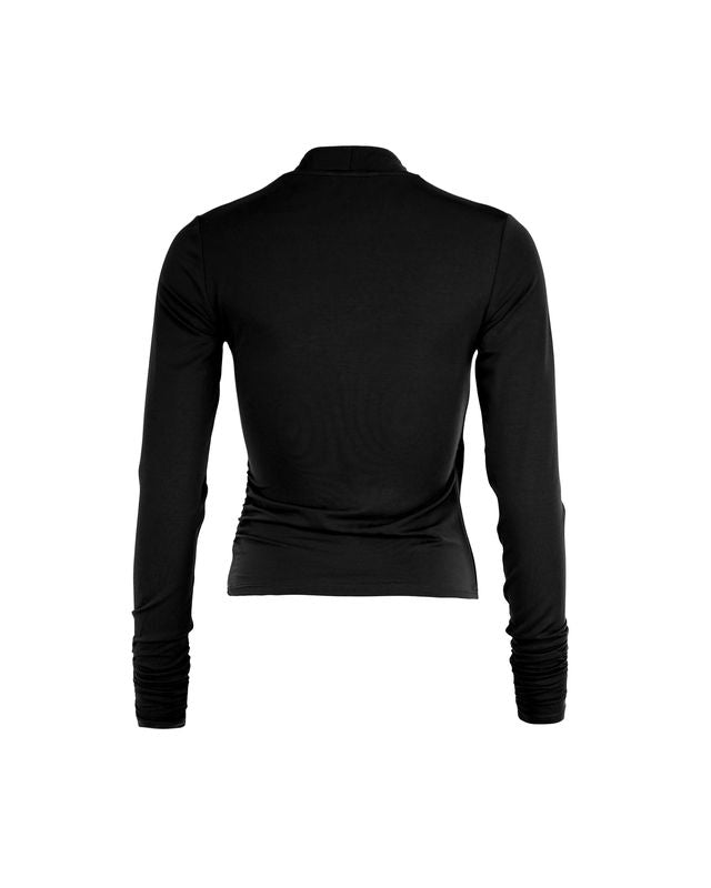 Jersey V-Neck Top  Black