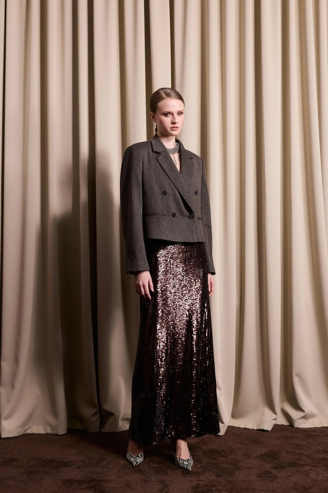 IBEN GAIA STRUCTURED BLAZER  Espresso Brown
