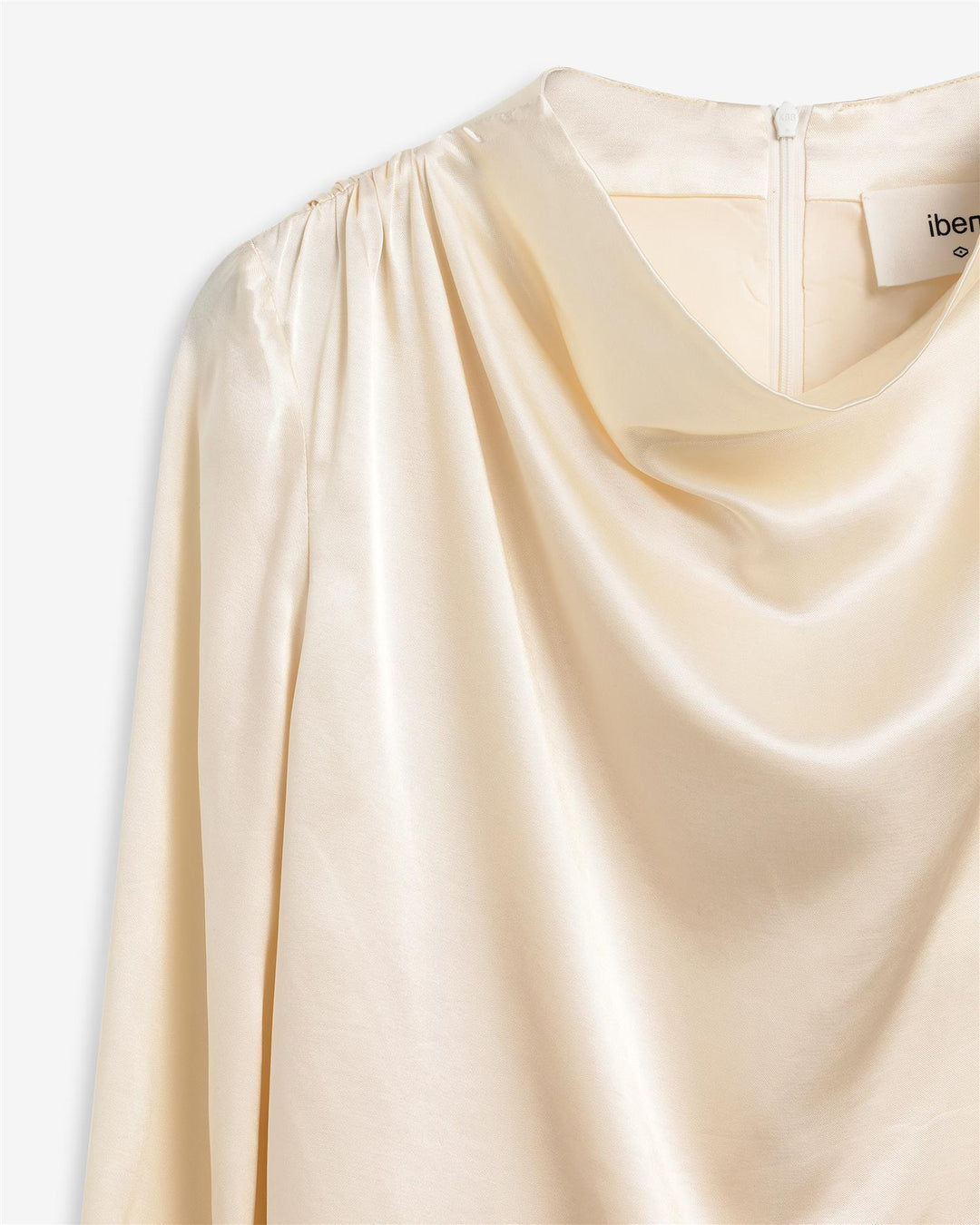 IBEN BEVERLY SATIN TOP  Pearl White