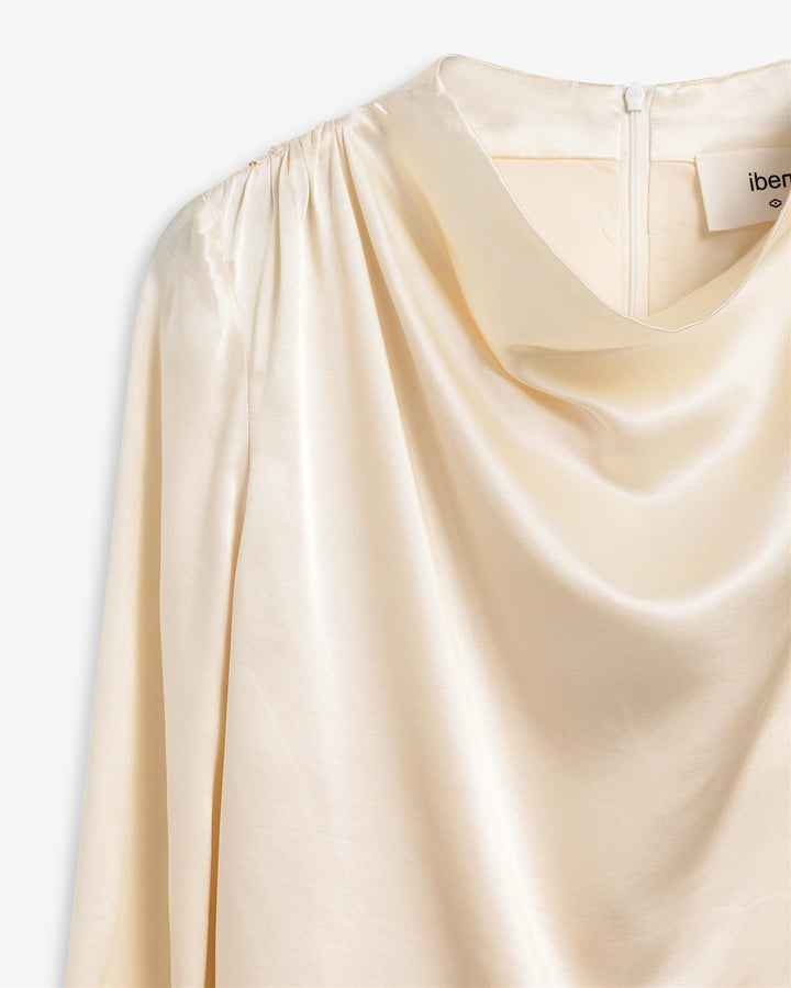 IBEN BEVERLY SATIN TOP  Pearl White