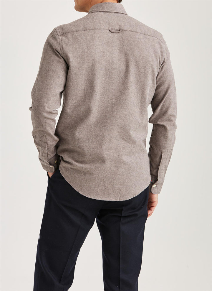 Twill Flannel Shirt-Slim Fit  Brown